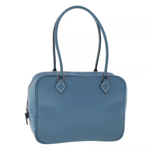 HERMES Purum 20 Hand Bag Leather Light Blue Auth 49423A - Picture 1 of 16